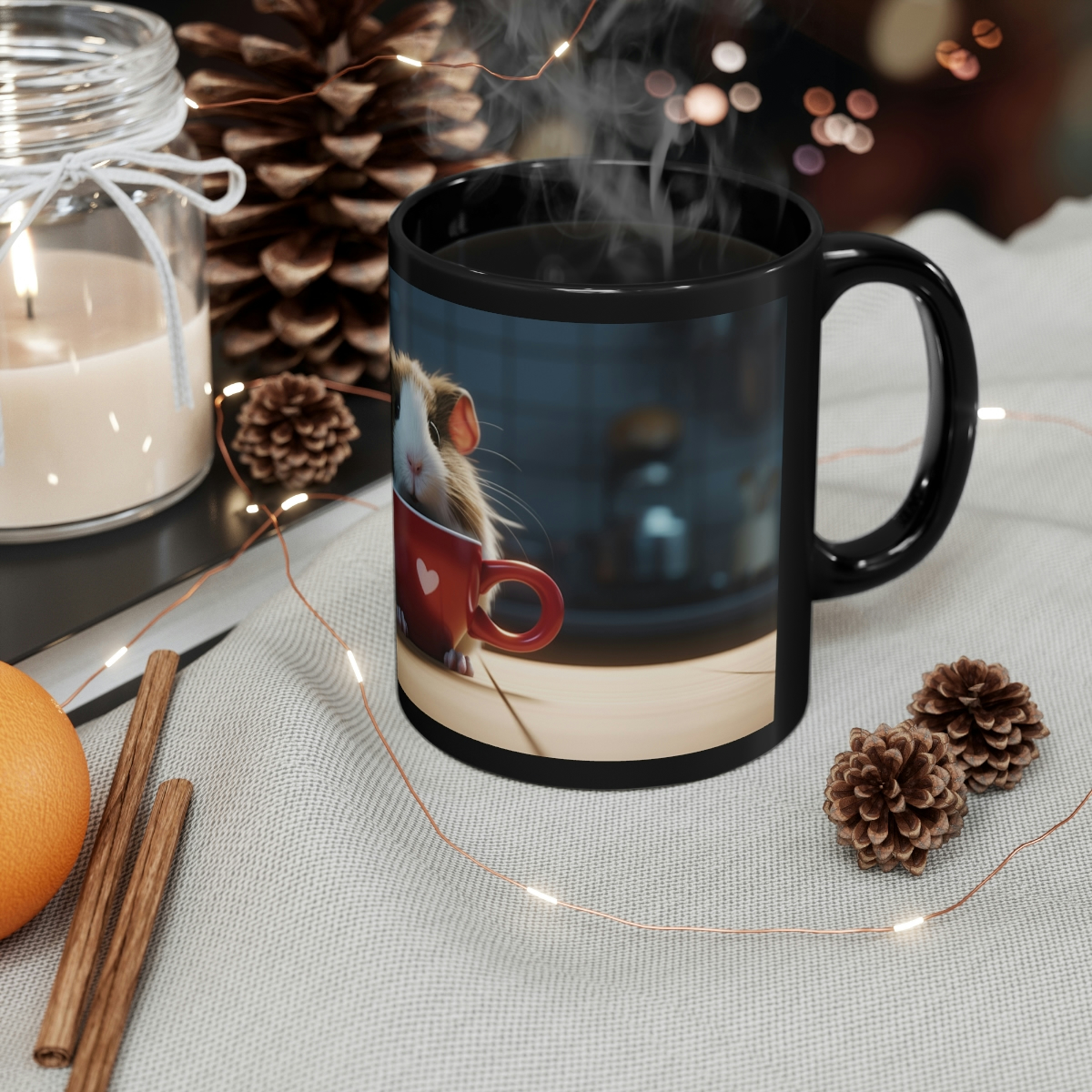 11oz Black Mug featuring cute Guinea pig - Image 4