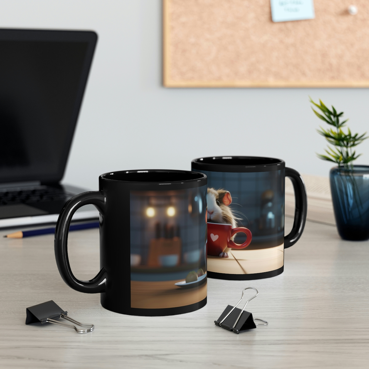 11oz Black Mug featuring cute Guinea pig - Image 5