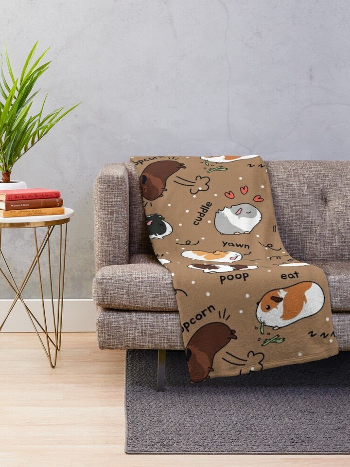 Guinea Pig Throw Blanket Comforter - Brown Background - Image 3