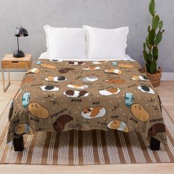 Guinea Pig Throw Blanket Comforter - Brown Background